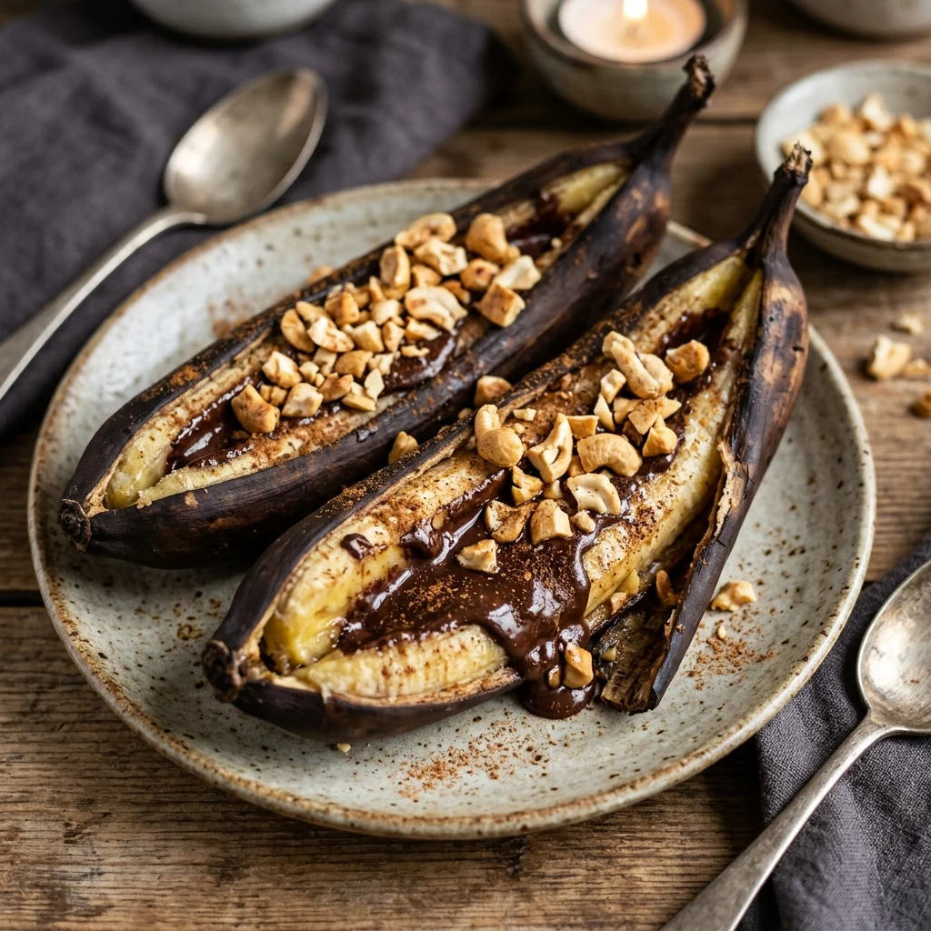 Bananas com Chocolate Assadas no Forno