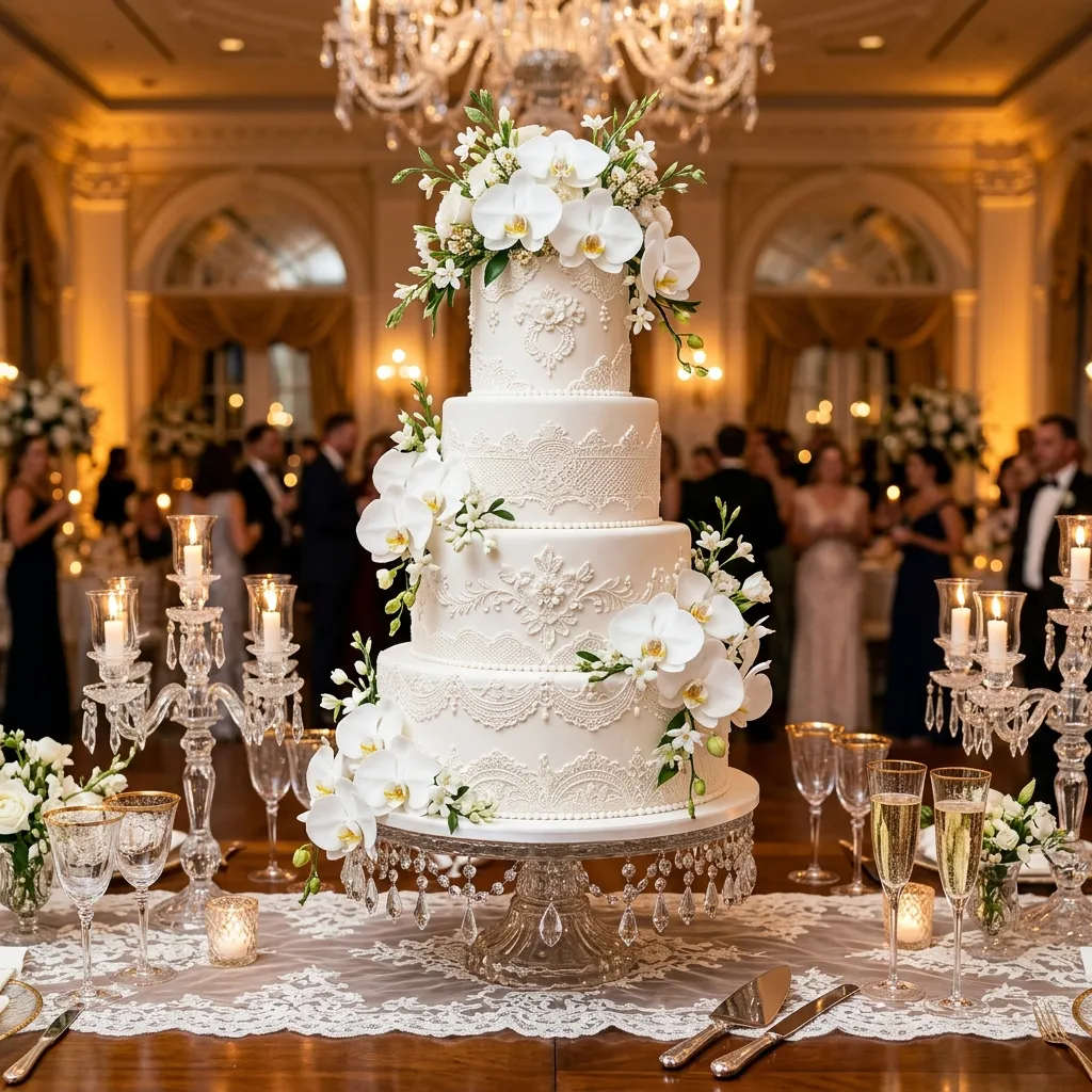 Bolo de Casamento de Três Andares Luxuoso do Mestre