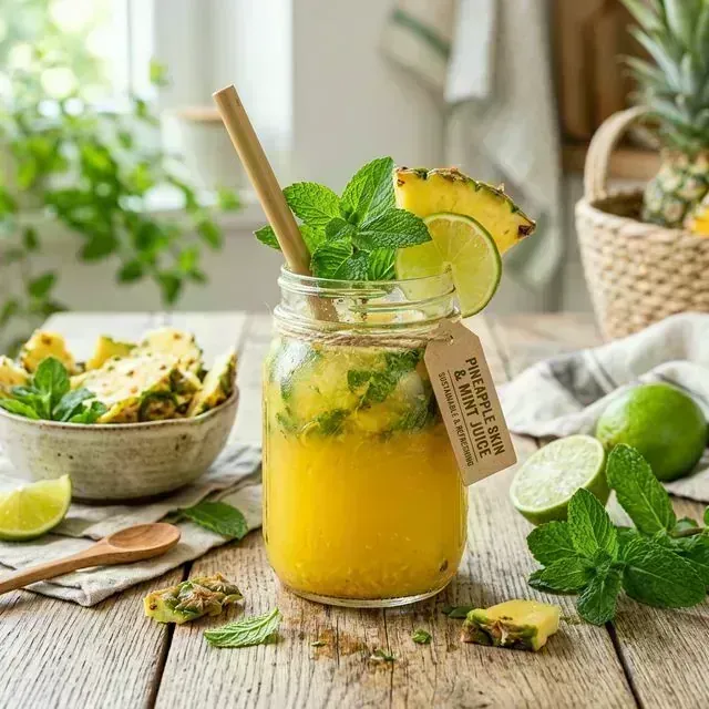 Suco de Casca de Abacaxi com Hortelã: Lixo Zero