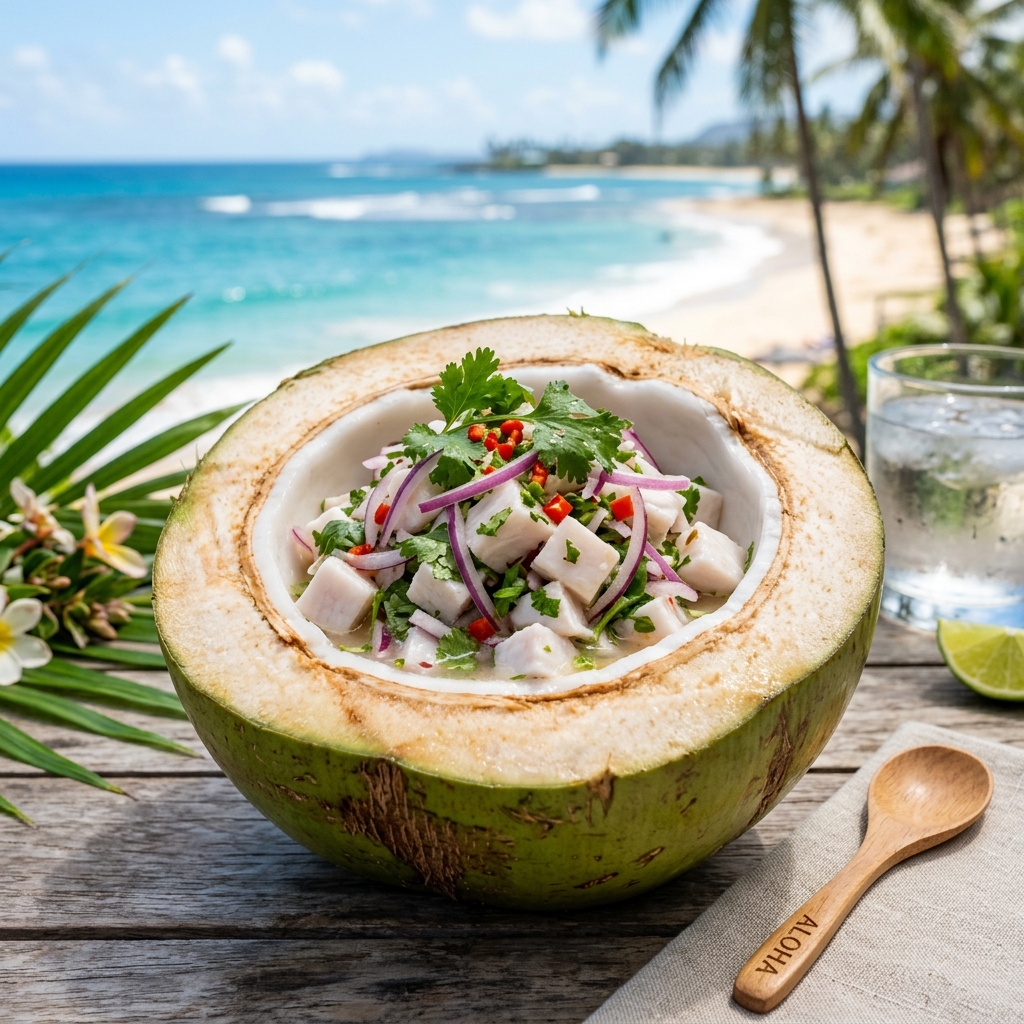 Ceviche de Coco Verde: Entrada Gourmet de Rico com Preço de Pobre