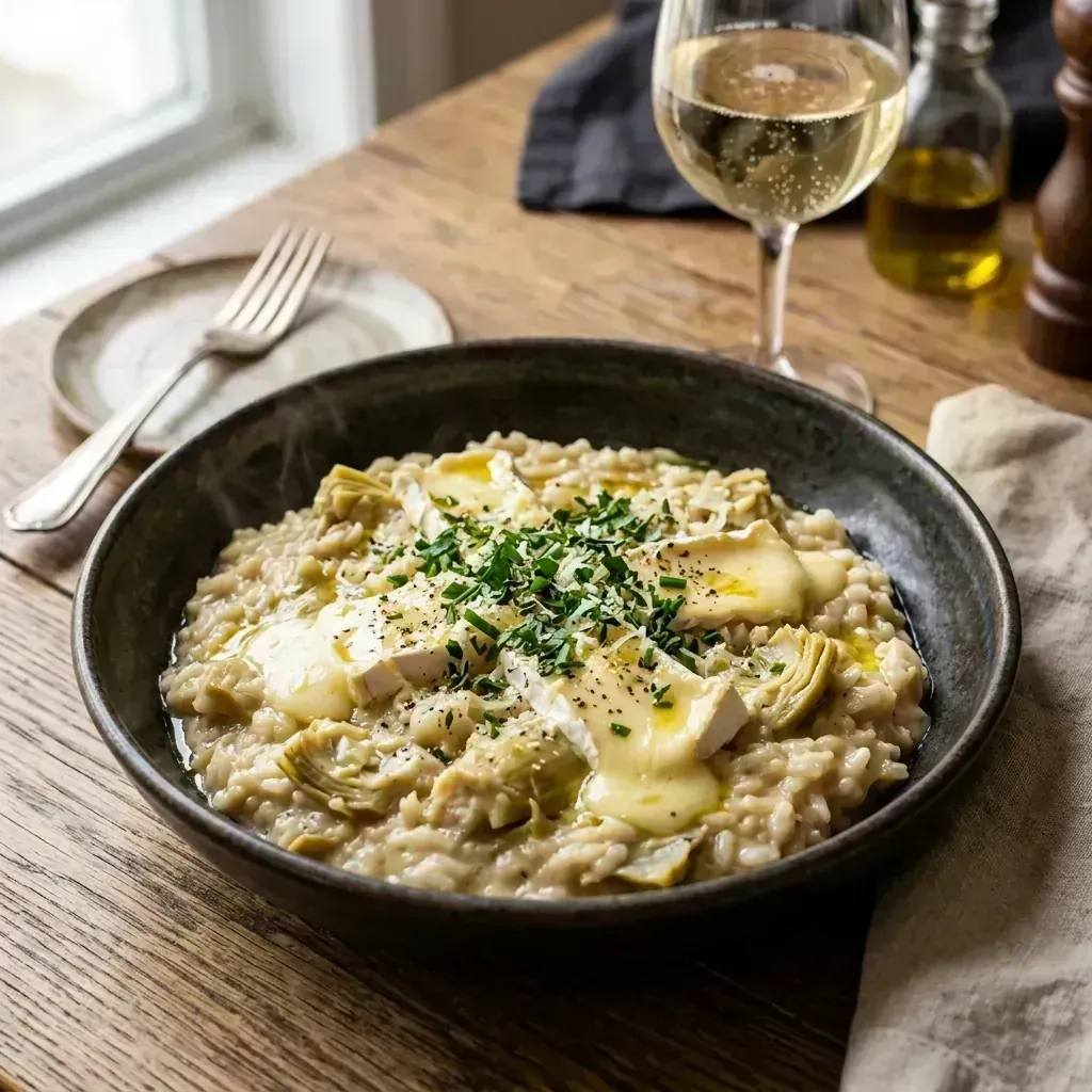 Risoto de Alcachofra com Queijo Brie: O Jantar Chique em Casa