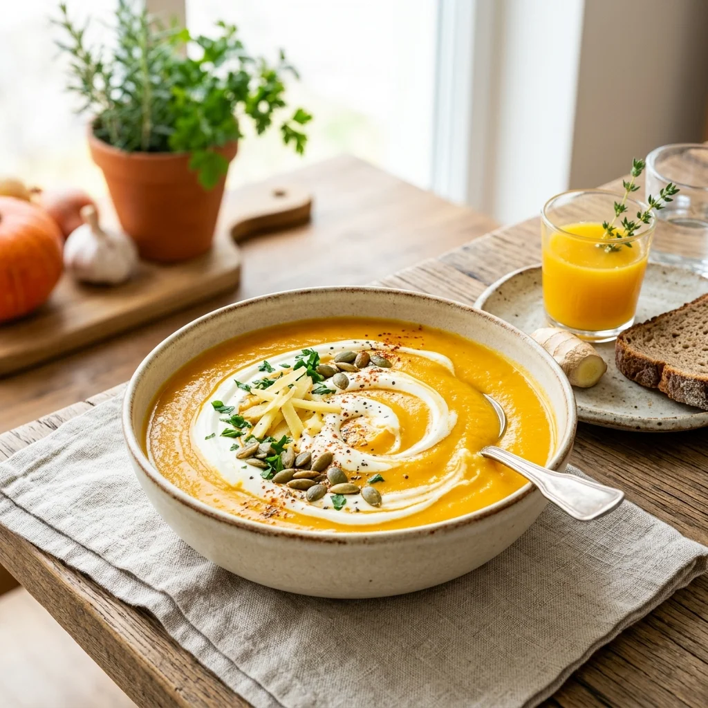 Sopa Detox de Abóbora com Gengibre