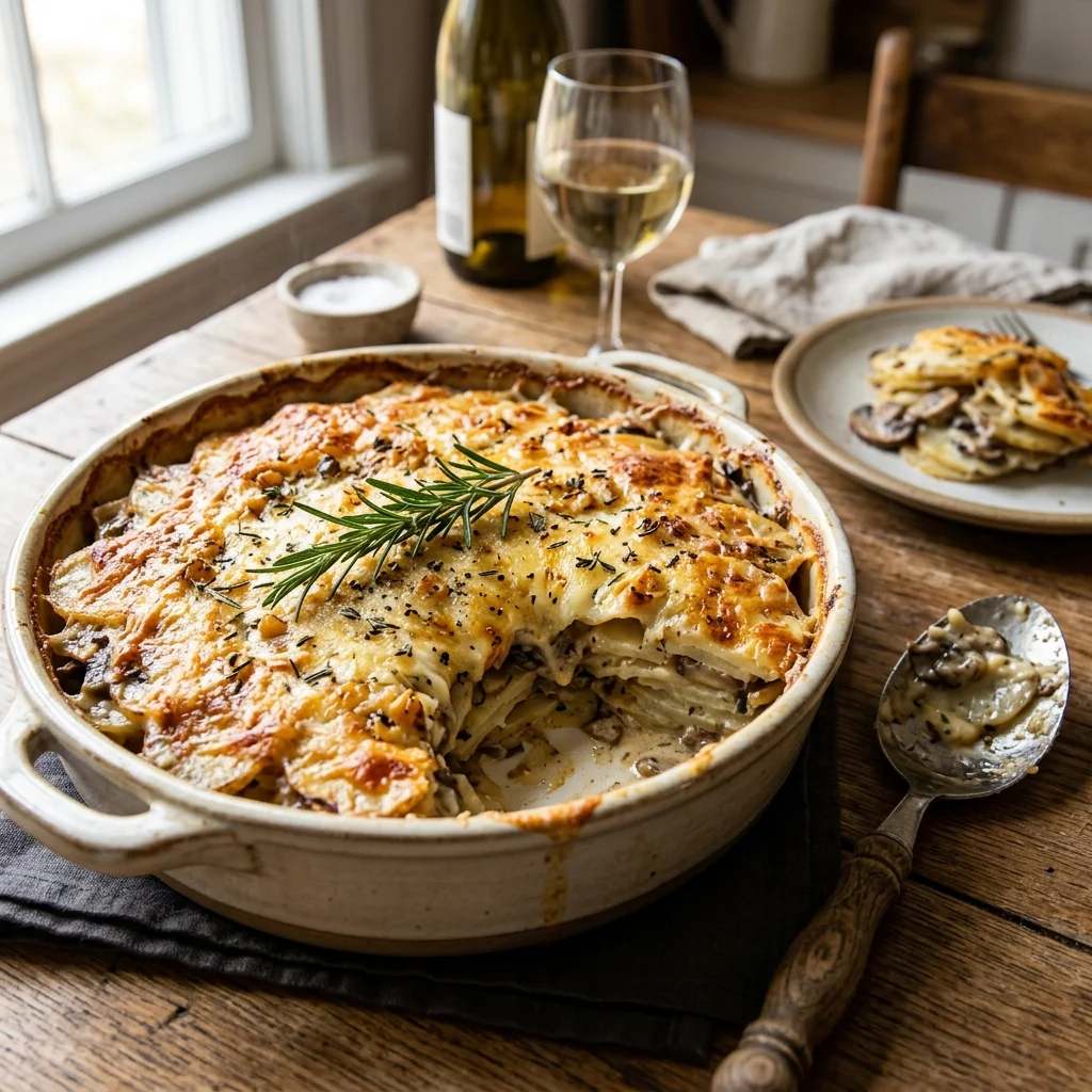 Torta Rústica de Batatas com Cogumelos ao Alho